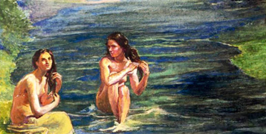 La Farge. Women bathing in Papara river.1891