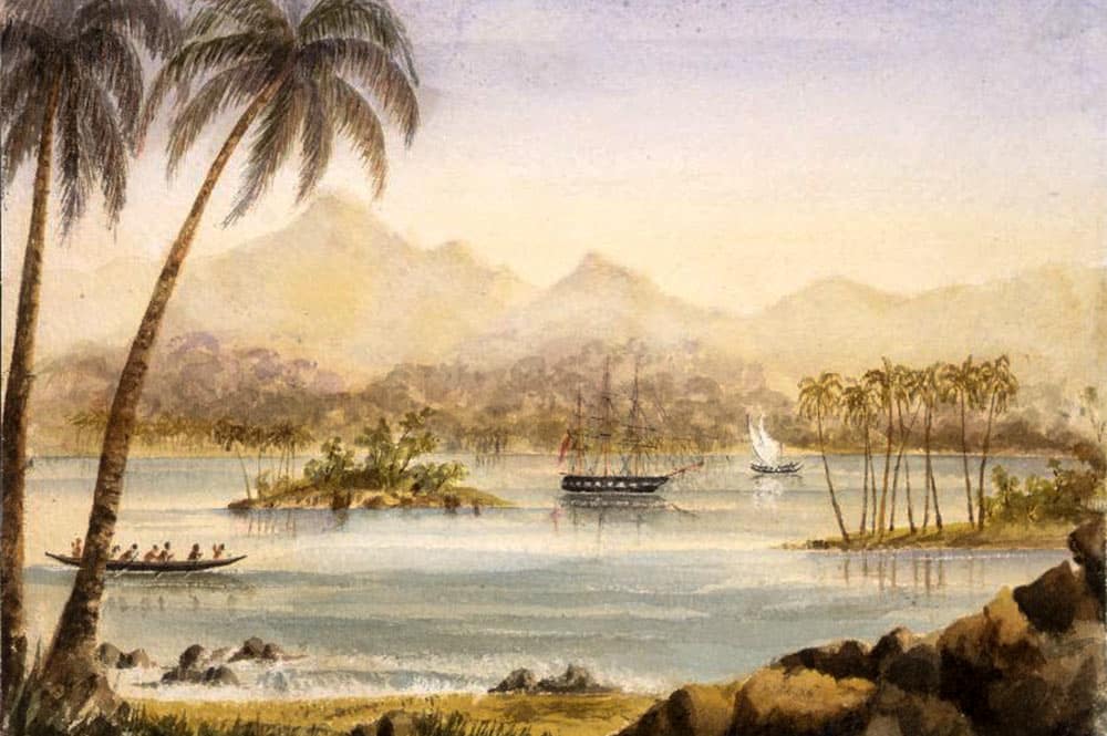 Cook Bay à Moorea. Tableau de Thomas Bent 1857-1858