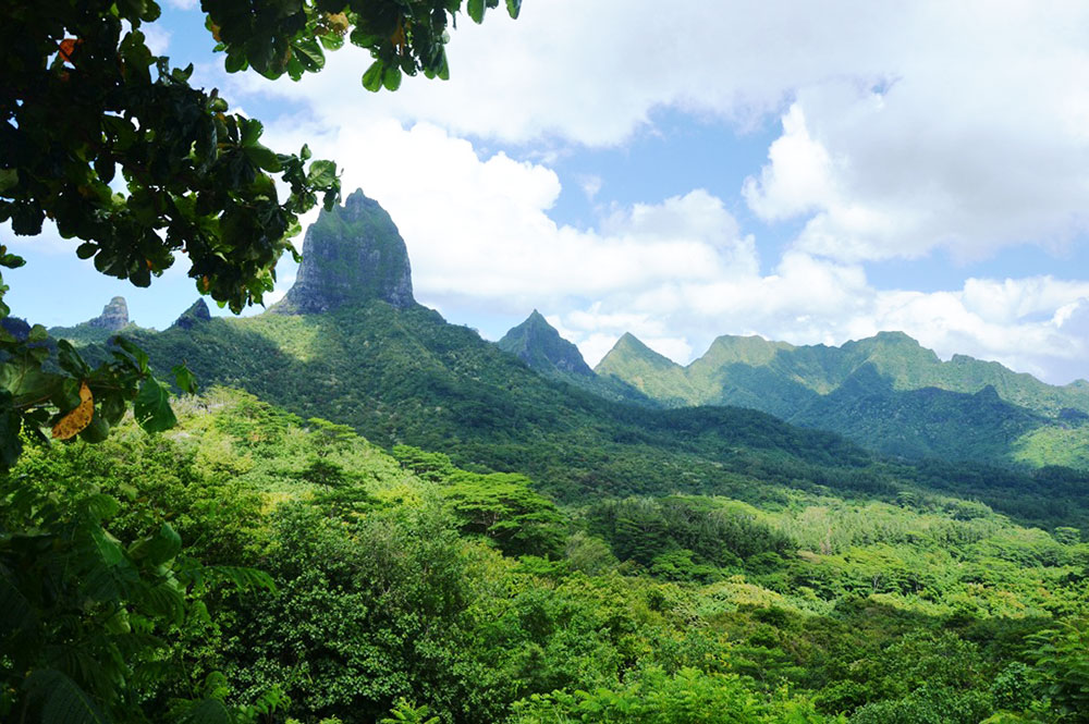 Montagnes de Moorea, à la gauche du belvédère.