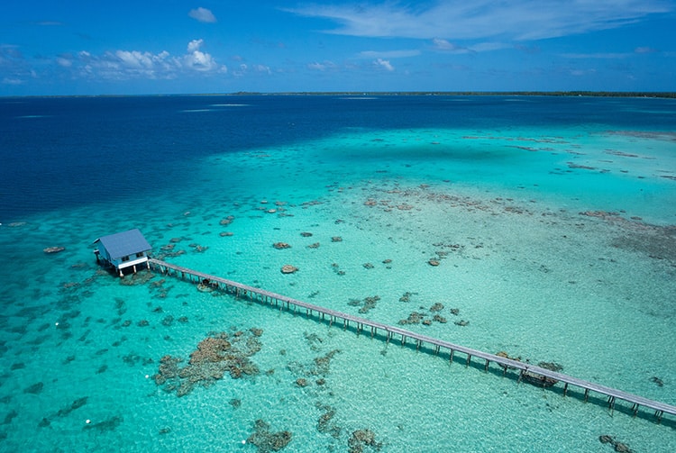 Atoll de Ahe, vue de cerf-volant. Photo Pierre Lesage