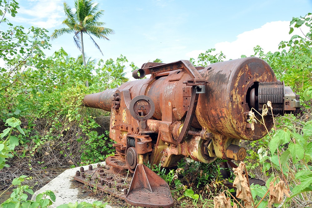 Canon américain d'Anau à Bora Bora. Photo Elsa Fernicle