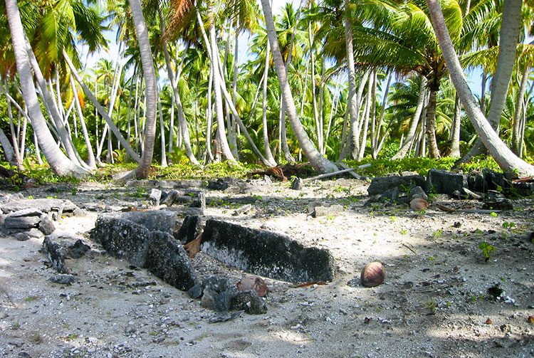 Marae des baleines en face de la passe de Faaite