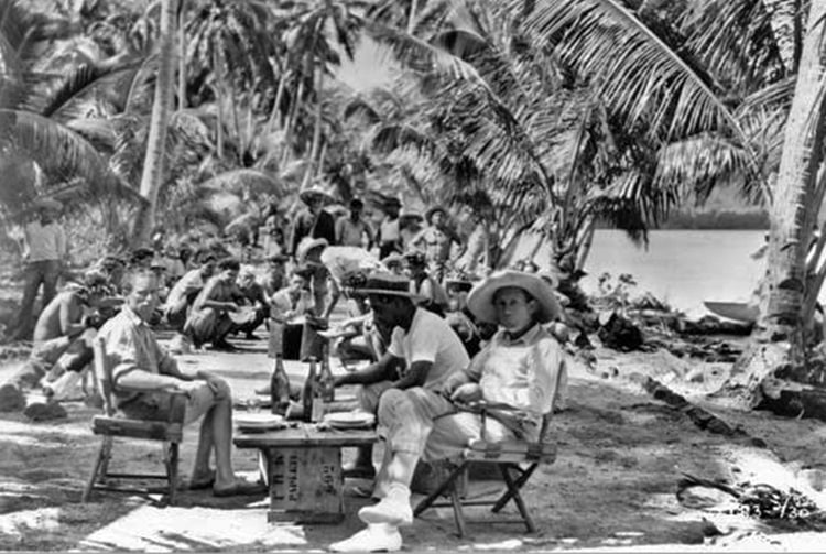 Tournage du film Tabou, une histoire des mers du Sud sur le motu Tabu de Bora Bora