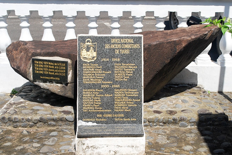 Monument au morts de Tiarei, Tahiti