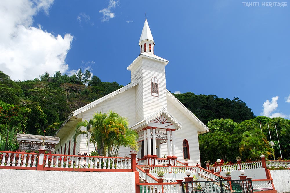 Temple de Pueu de l'église protestante maohi. © Tahiti Heritage