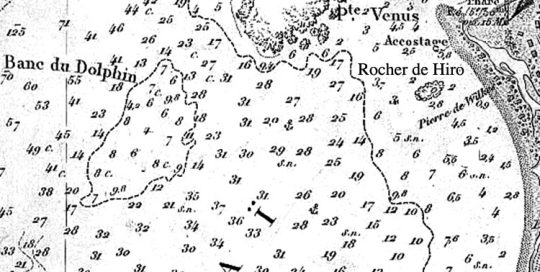 Détail de la carte marine de la baie de Matavai