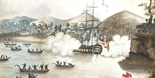 Samuel Wallis et Le Dolphin dans la baie de Matavai