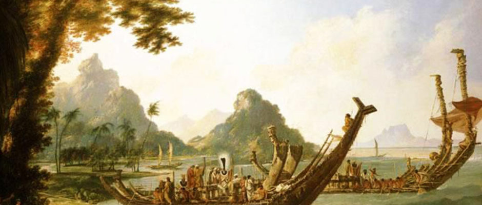 William Hodges, 1777, The War-boats of the Island of Otaheite,