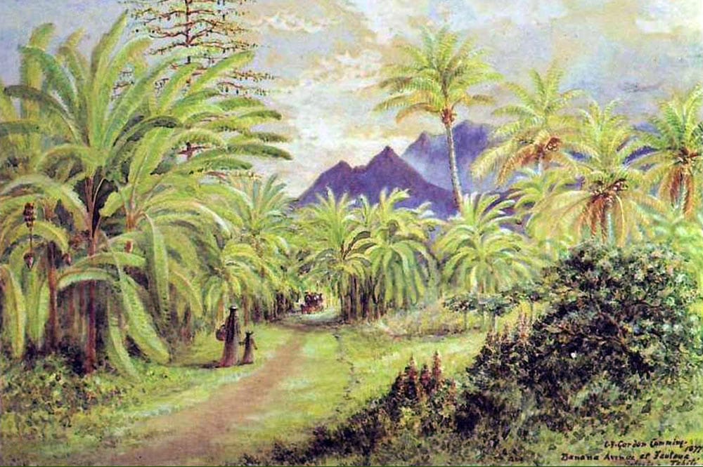 Banana av at Fautaua Papeete 1877. Constance Gordon Cumming