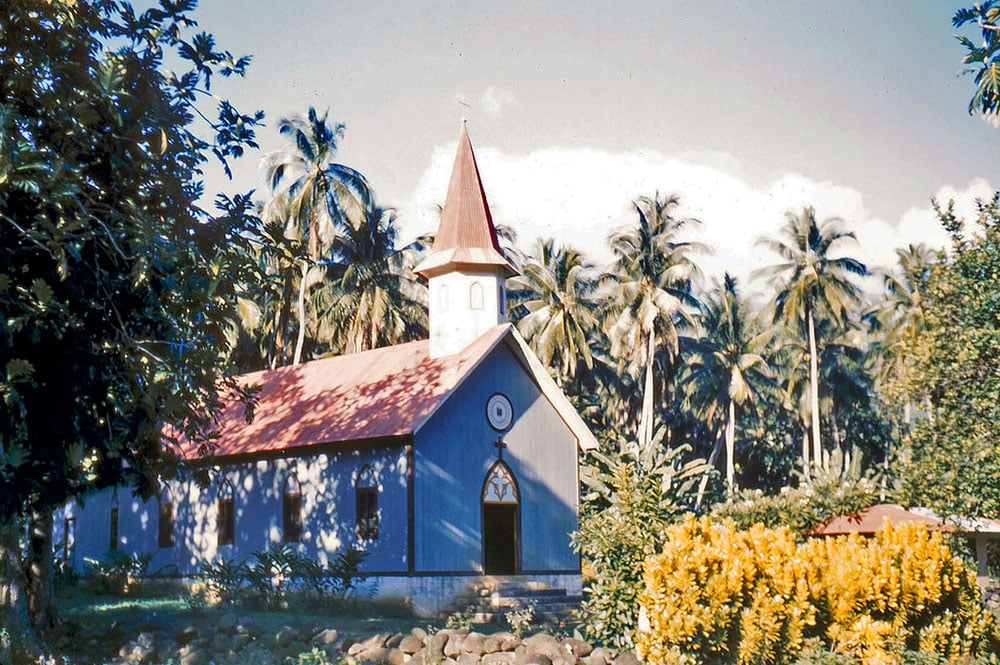 Eglise de Hakahetau en 1958. Sea Chanty