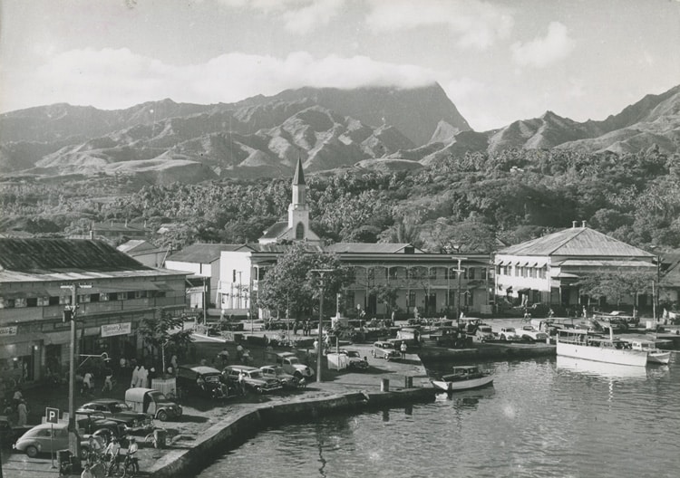Le port de Papeete en 1958, Tahiti.