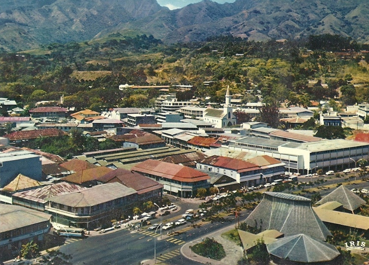 Papeete, vue aérienne, carte postale, 1973.