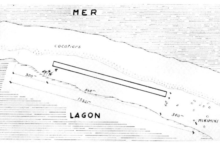 Plan de la piste d'atterrissage Japy à Fakahina 