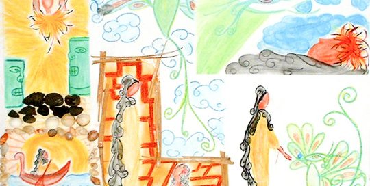 Légende de Nahiti e Rua. illustration Romina Faatuarai