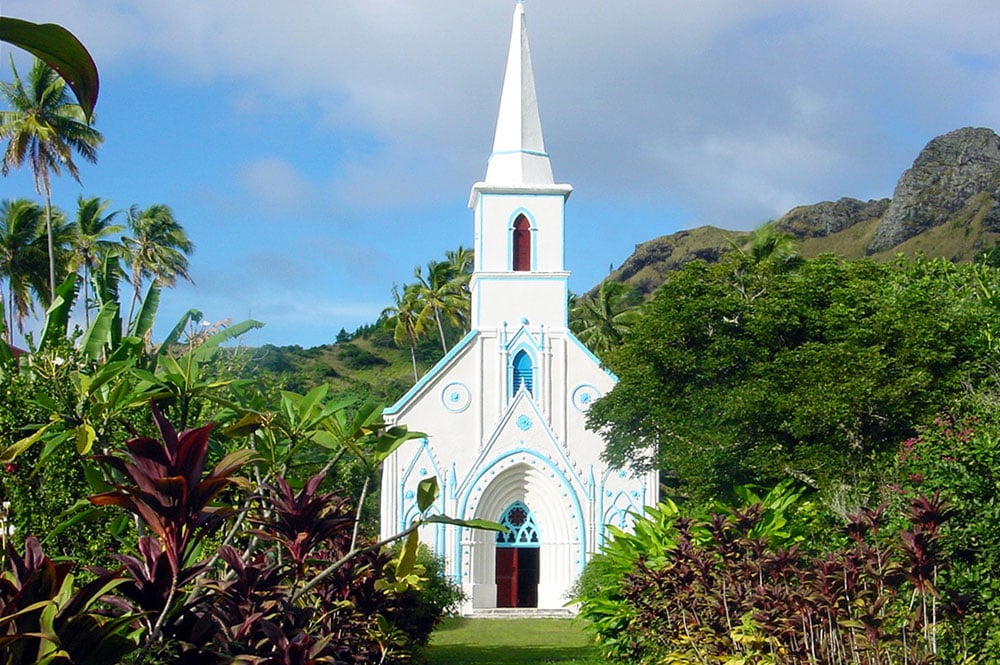 Église Saint-Gabriel de Taravai, Gambier. Photo Olivier Babin