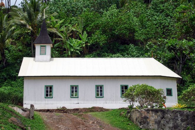 Eglise du Sacré-Coeur à Puamau, Hiva Oa. Photo Heidy Baumgartner