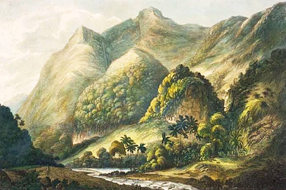 John Webber. A View in Matavai, Otaheite 1777. Vallée de la Tuauru, Mahina.