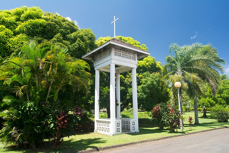 Clocher de l'église Saint-Paul de Mahina, Tahiti 2015 © Tahiti Heritage