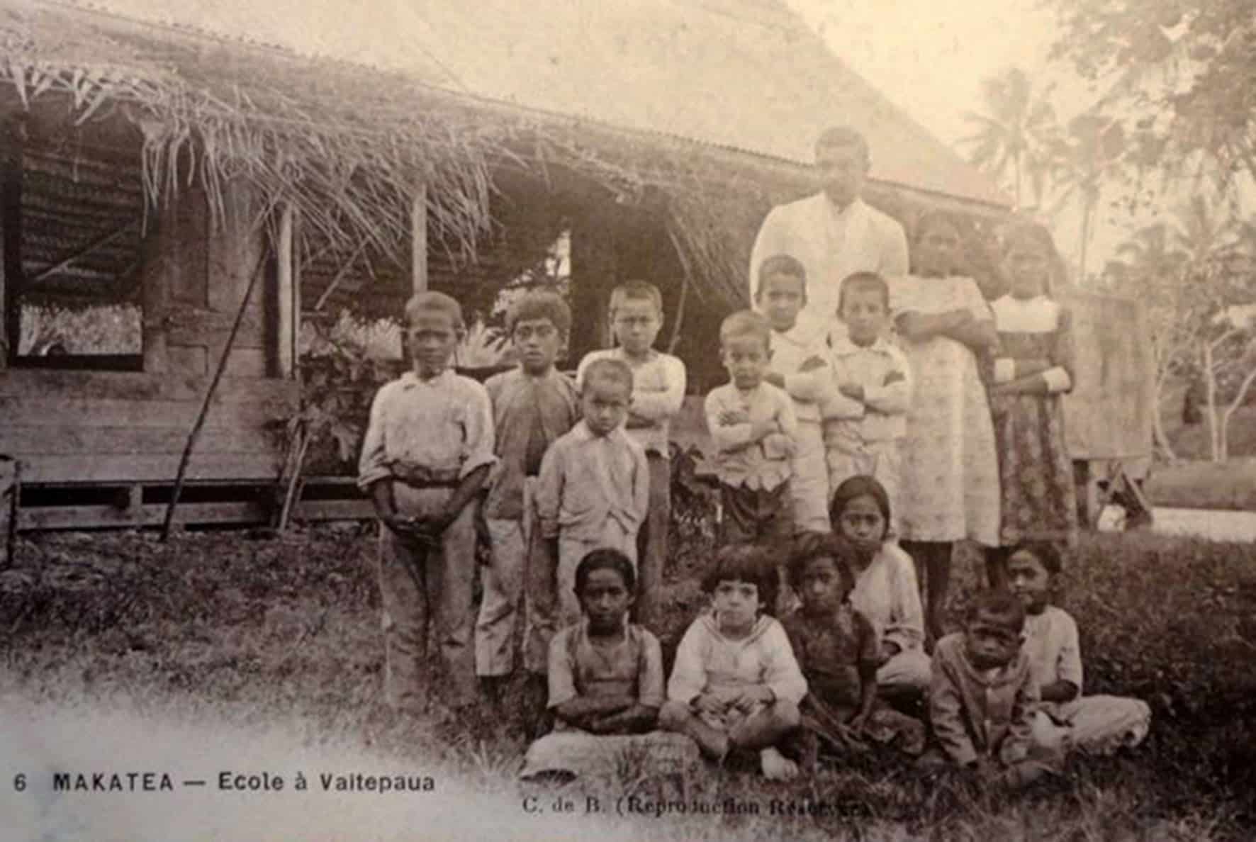Ecole de Vaitepaua à Makatea vers 1925