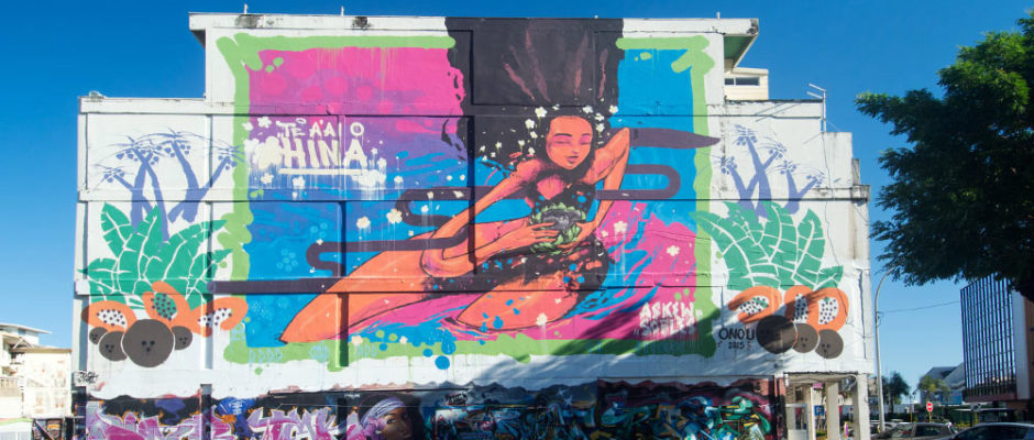 Street art, légende de Hina par Askew et Sofles, Papeete