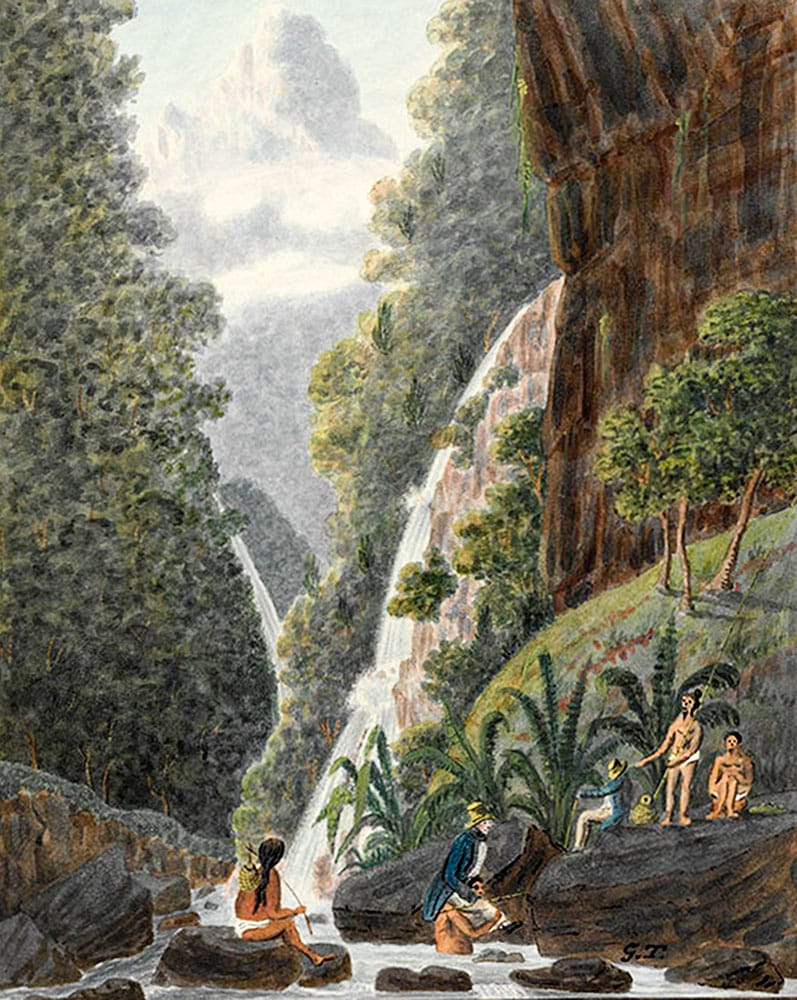 On Matavai River 1792. Aquarelle de George Tobin