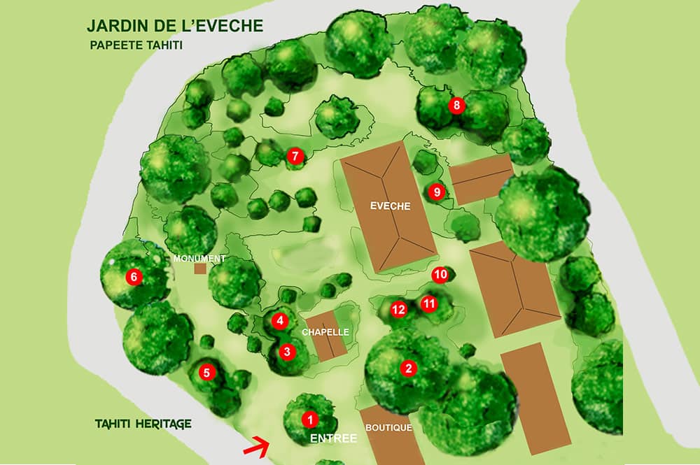 Plan du jardin de l'évéché © Tahiti Heritage