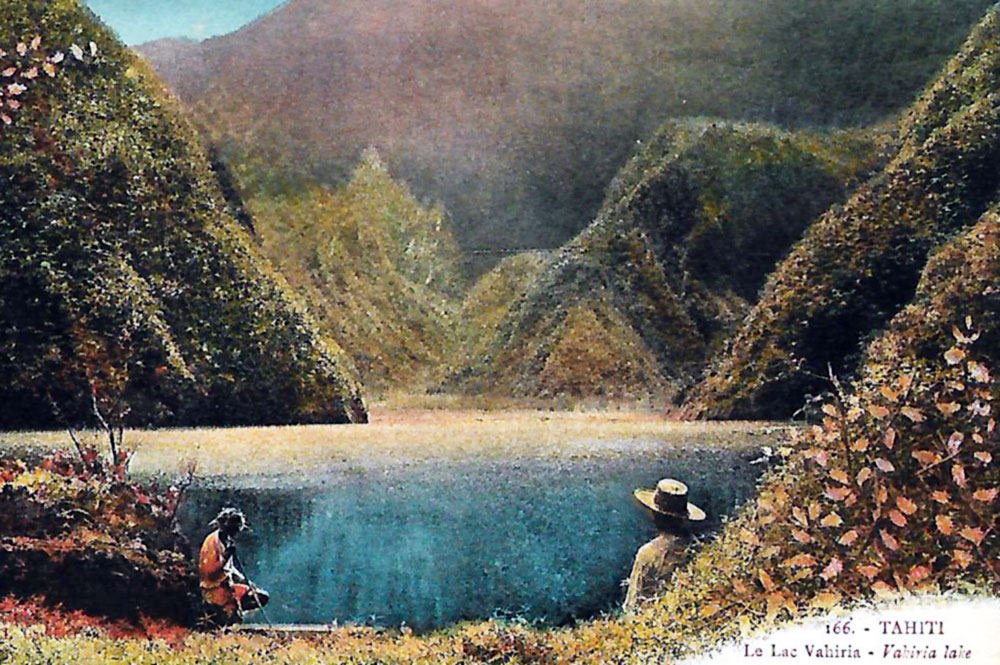 Carte postale colorée du lac Vaihiria en 1910 Photo Lucien Gauthier