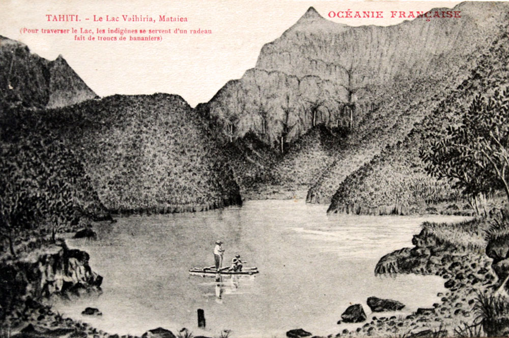 Carte postale du lac Vaihiria vers 1900
