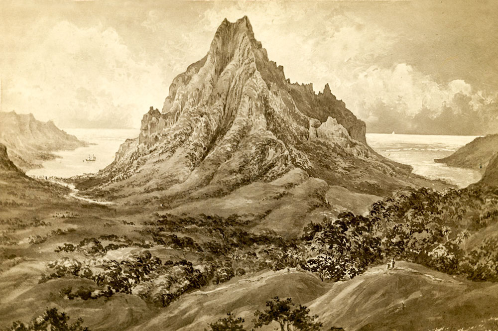 Le mont Rotui à Moorea, par Constance Cumming 1882.