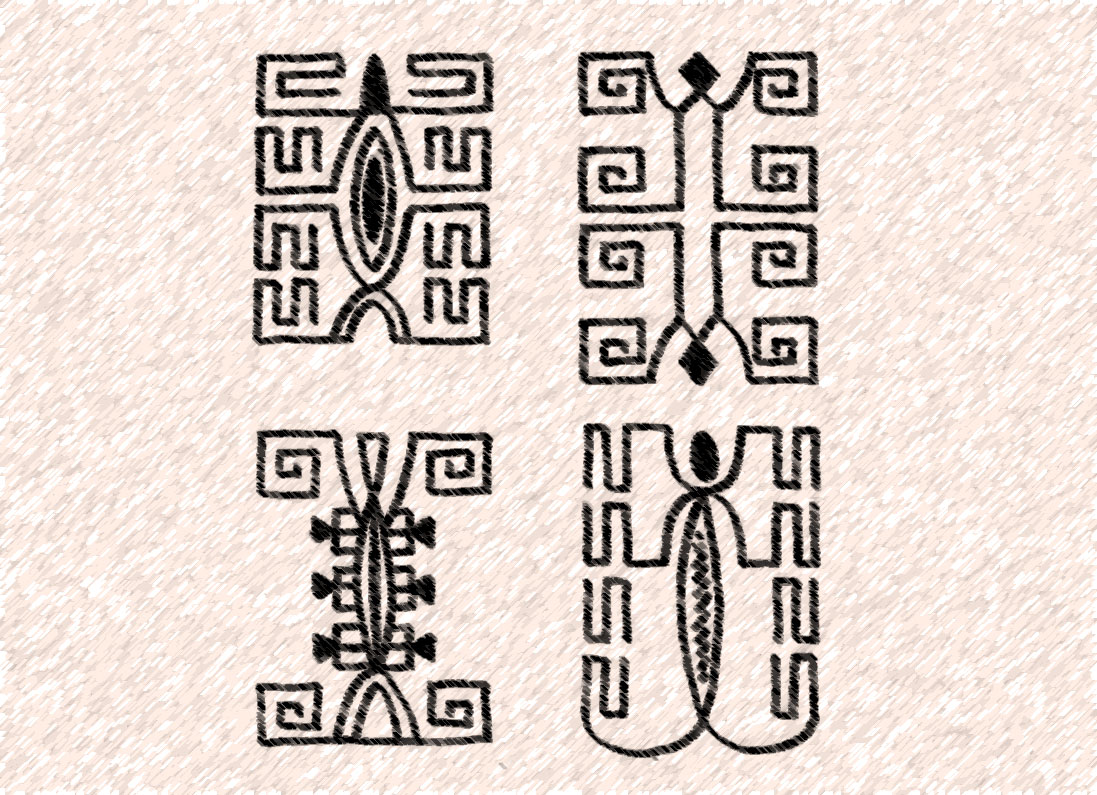 Motifs de tatouage marquisien représentant des nonos. K. Von den Steinen (1925)