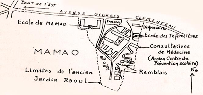 Emplacement du Jardin Raoul à Mamao Papeete. Illus. Bull SEO n°273-274
