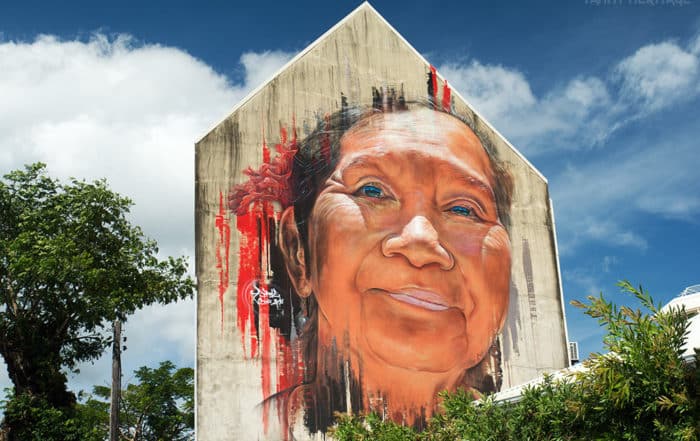 Street-art,Portrait d'Yee Vone par Adnate à Papeet