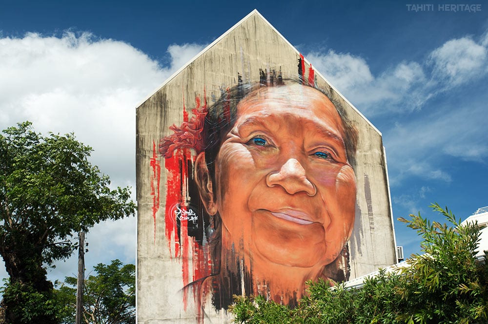 Street-art,Portrait d'Yee Vone par Adnate à Papeet