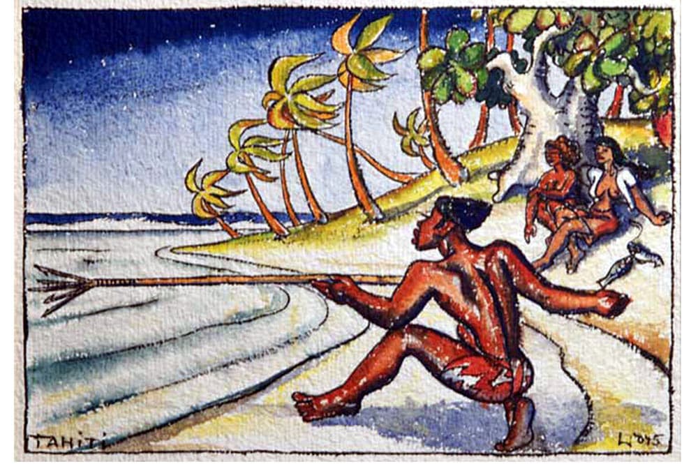 Wolff Wolfgang, Pêcheur au harpon, Tahiti vers 1936